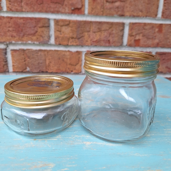 2 Ball Mason Jars Widemouth Glass Unique Size 250ml 500ML Jar w Lid Flat Short - Picture 15 of 16
